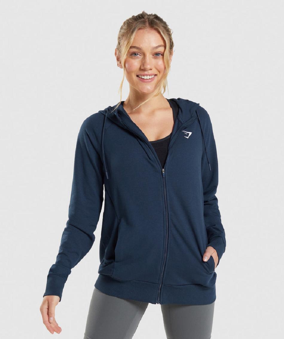 Sudadera Con Capucha Gymshark Entrenamiento Zip Mujer Azul Marino | CO 2036HAP